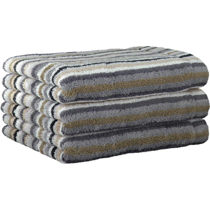Cawö Life Style Streep handdoek - kiezel