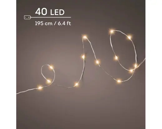 Micro LED Stringlights voor binnen - 195cm - 40 lamps - klassiek warm