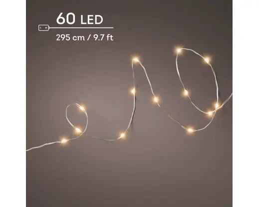 Micro LED Stringlights voor binnen - 295cm - 60 lamps - klassiek warm