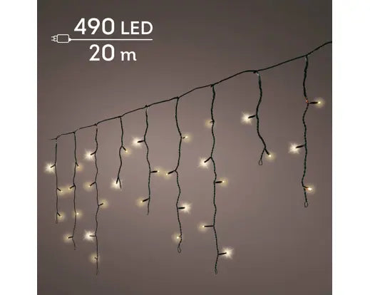 LED Icicle Lights voor binnen en buiten - 2000cm - 490 lamps - Soft Gold