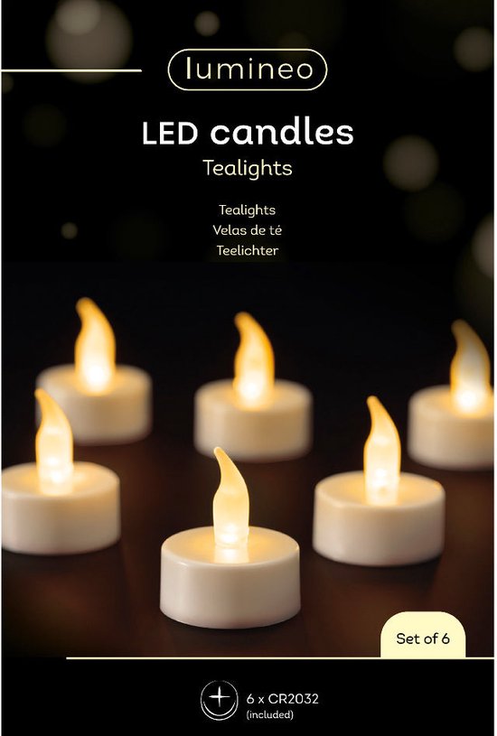 Lumineo LED kaars wax - 9xh.13,5cm - wit