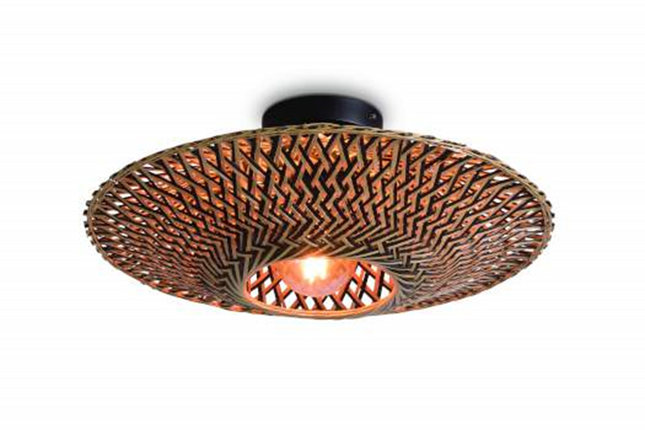 Plafonniere Bali bamboe dia.44x12cm zwart/naturel, S