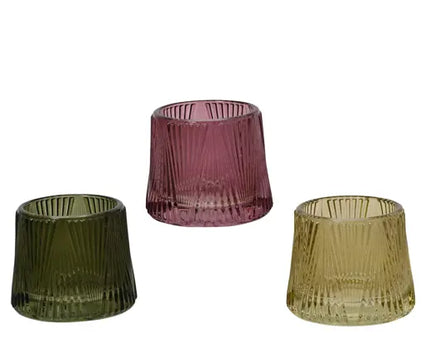 Theelichthouder glas - 8,5 x H 7 cm