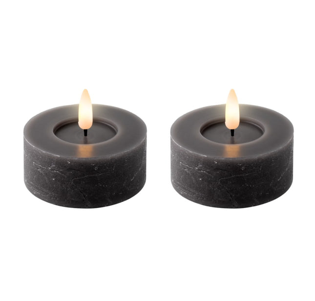 Lumineo LED theelicht wax - 7x6cm - grijs
