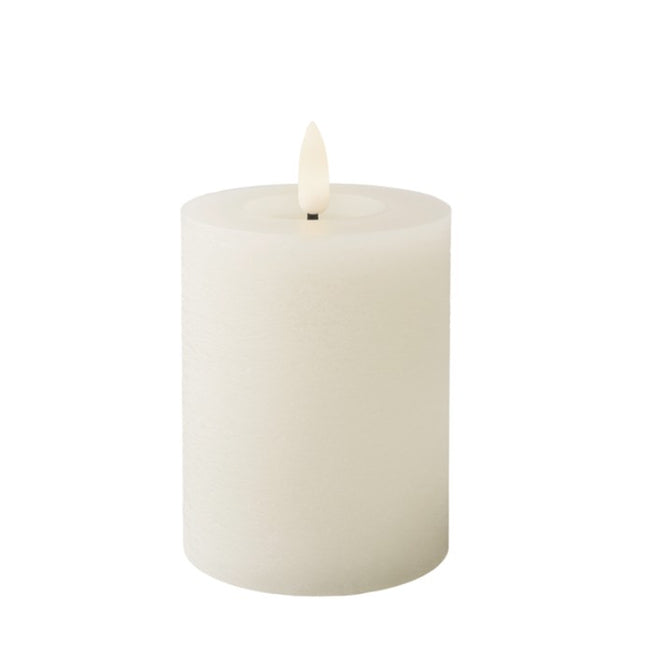 Lumineo LED kaars wax - 7x11,2cm - wit