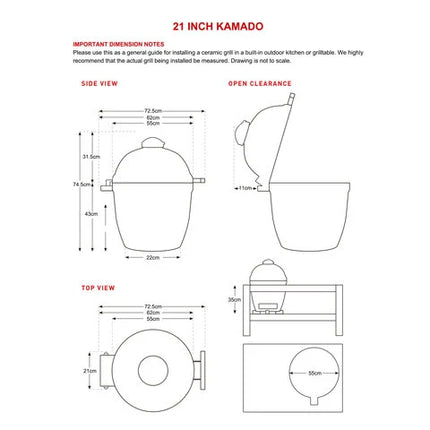 Keij Kamado Legend Large Mat Zwart 21 Inch