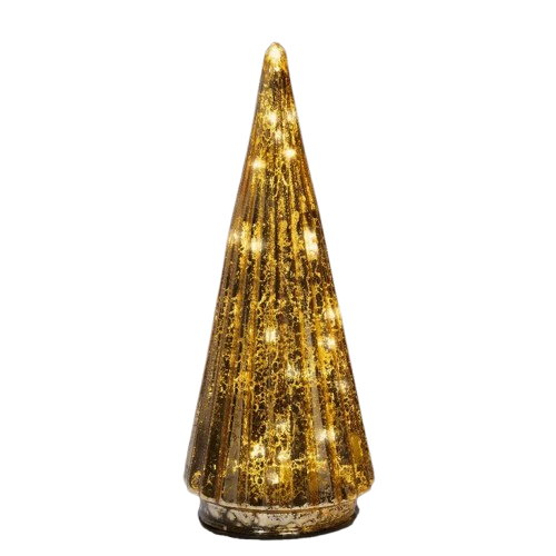 Micro LED Boom glas - 10xh.24 cm - goud+warm wit