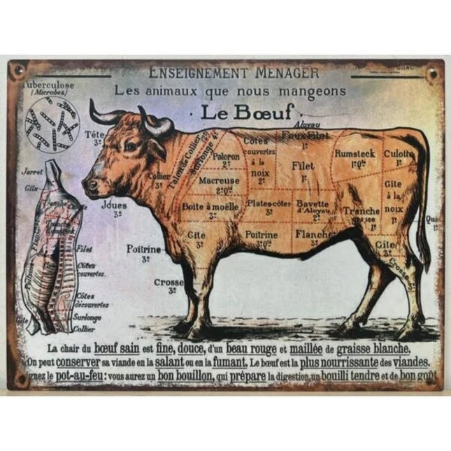 Wandbord Butchers Guide ''Koe'' 33x25cm