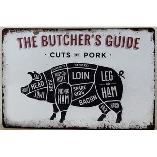 Wandbord Butchers Guide ''Varken'' 30x20cm